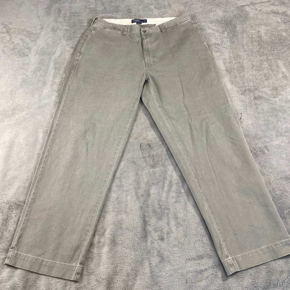 Polo Ralph Lauren Chinos Men 36x31 Gray Philip Pant Cotton Straight Twill Preppy